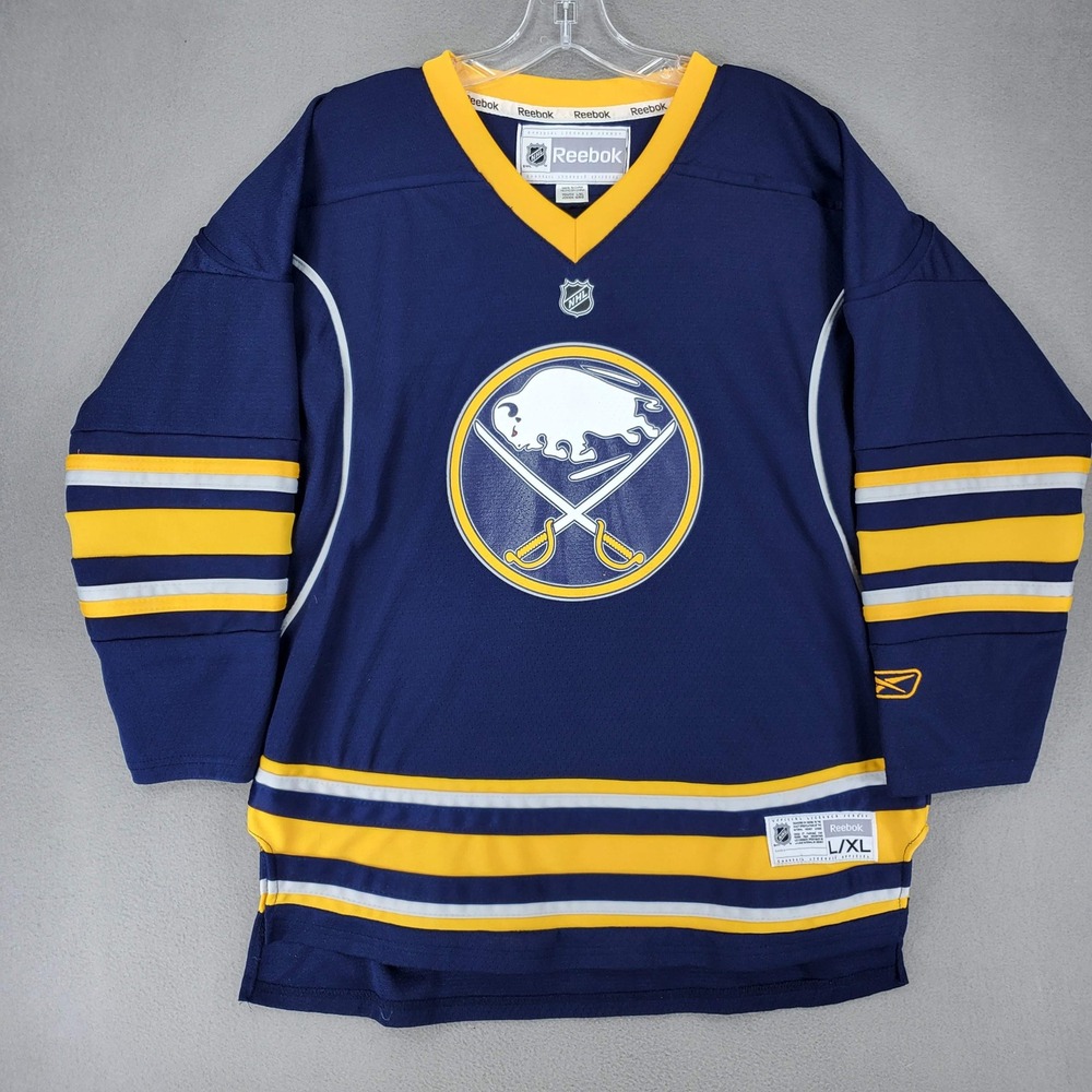Reebok Hockey Jersey Kids L/XL Blue Buffalo Sabres NHL Fan Gear Blank Vintage